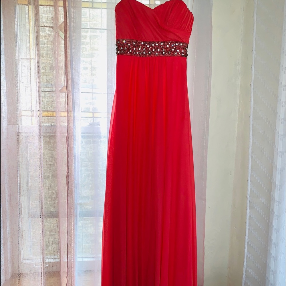 Coral maxi dress.